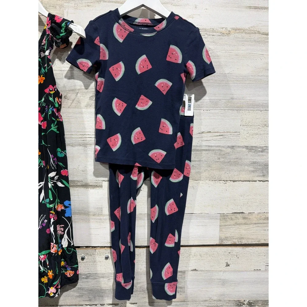 Cat & Jack Old Navy Dress Pajama Lot Girls 5T Floral Dino Watermelon EUC